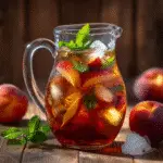 nectarine mint sweet tea in glass pitcher