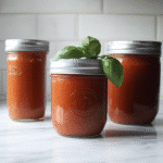 roasted tomato basil soup with basil garnish