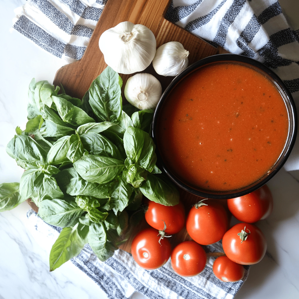 ingredients for roasted tomato basil soup