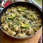 Salsa Verde Chicken & Rice Skillet in Cast Iron