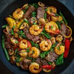 steak and shrimp stir fry with vegetables
