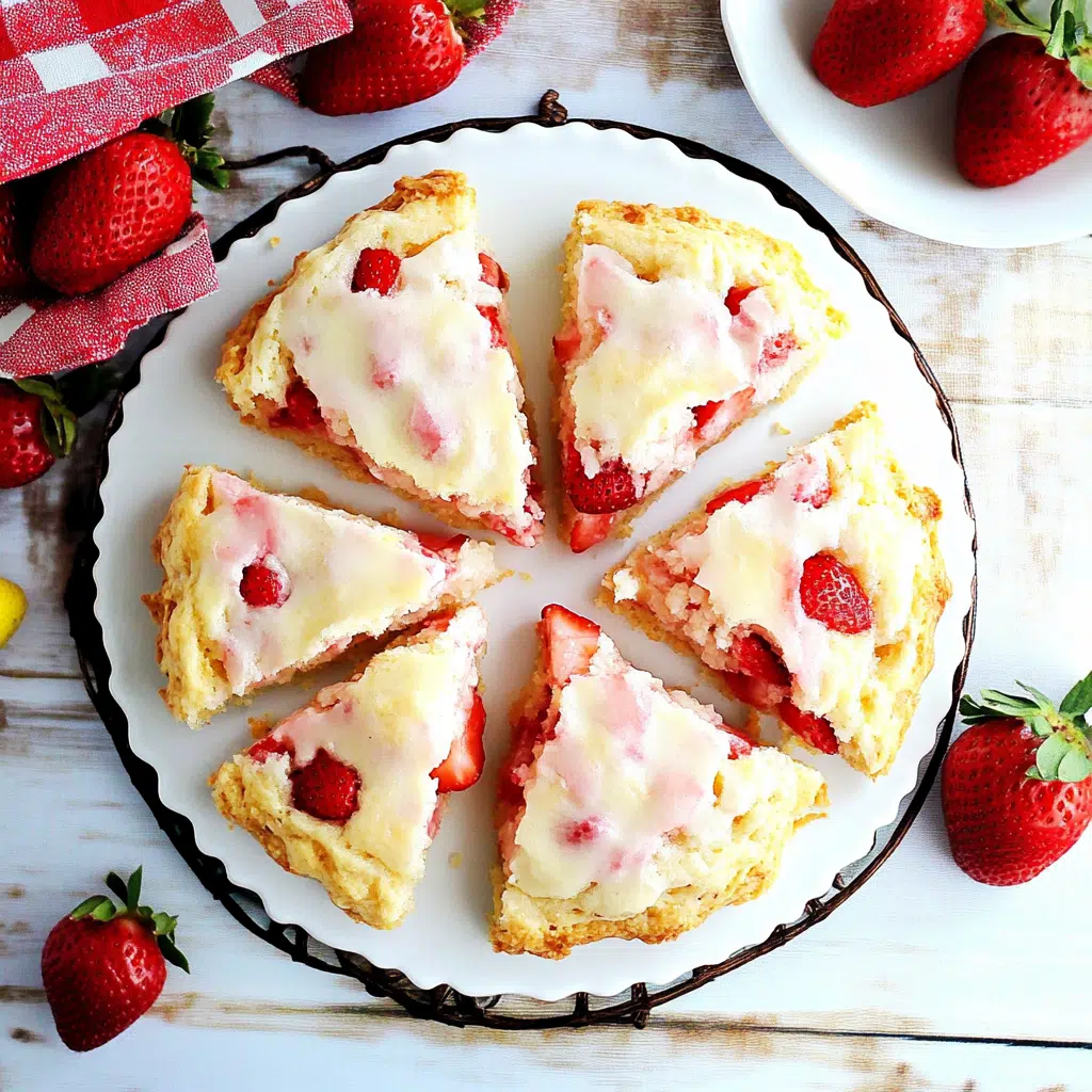 Strawberry Scones on rustic board