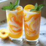 Frozen peach lemonade in a chilled mason jar