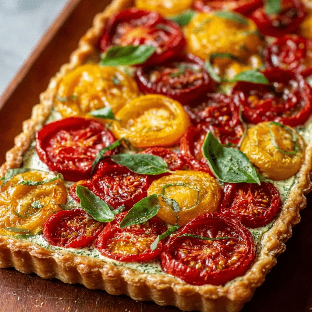 Tomato Tart Recipe with Ricotta, Basil & Flaky Puff Pastry