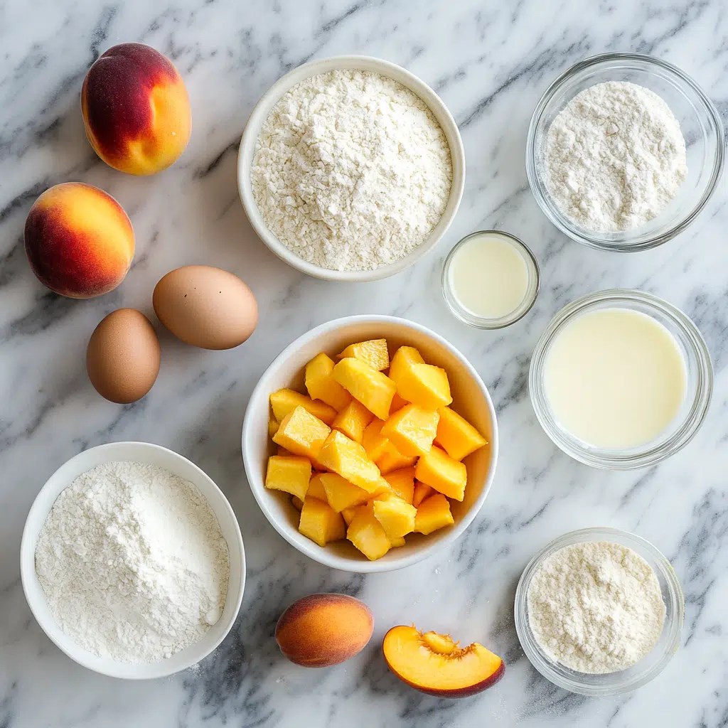 peach pound cake ingredients layout