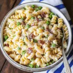 Creamy Pasta Salad with peas and bacon