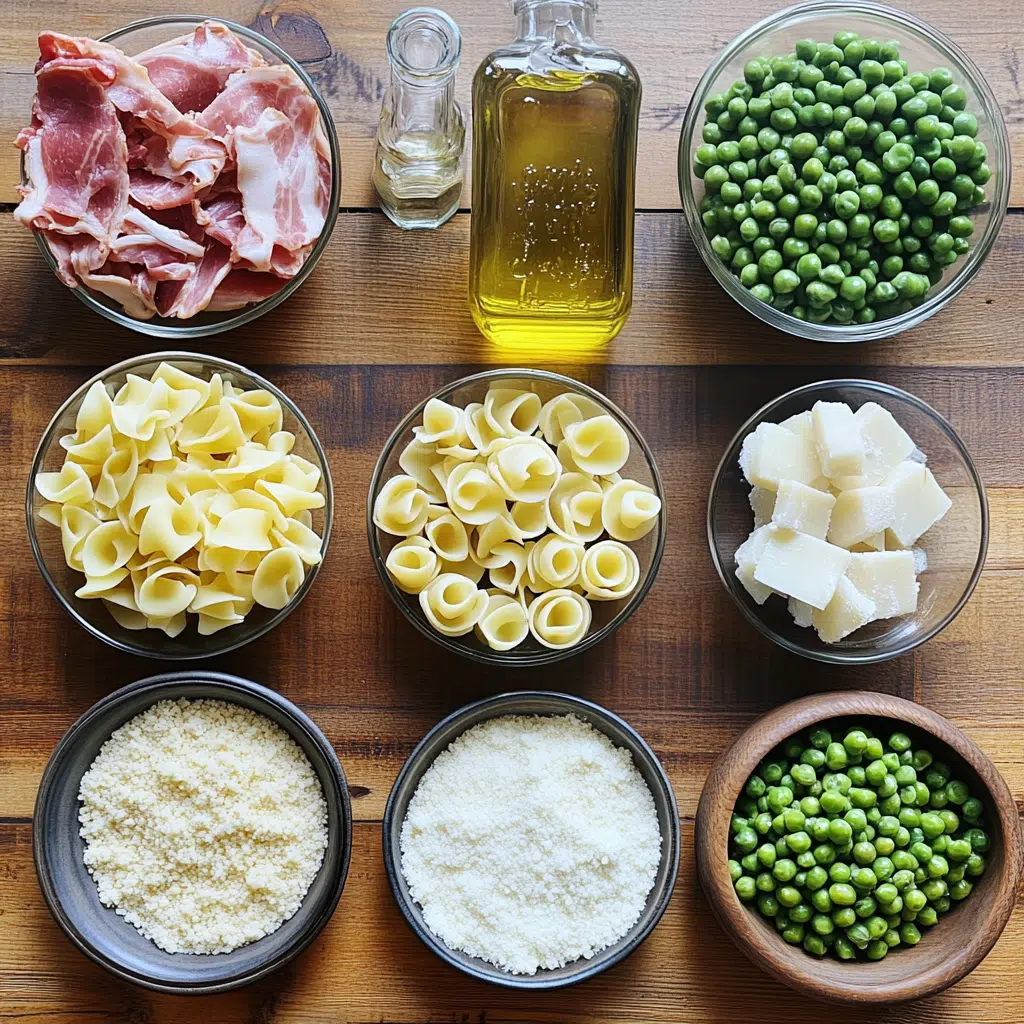 Ingredients for creamy pasta salad