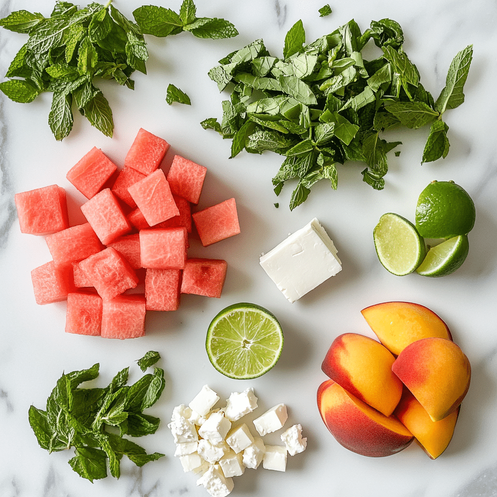 Peach Watermelon Salad Ingredients