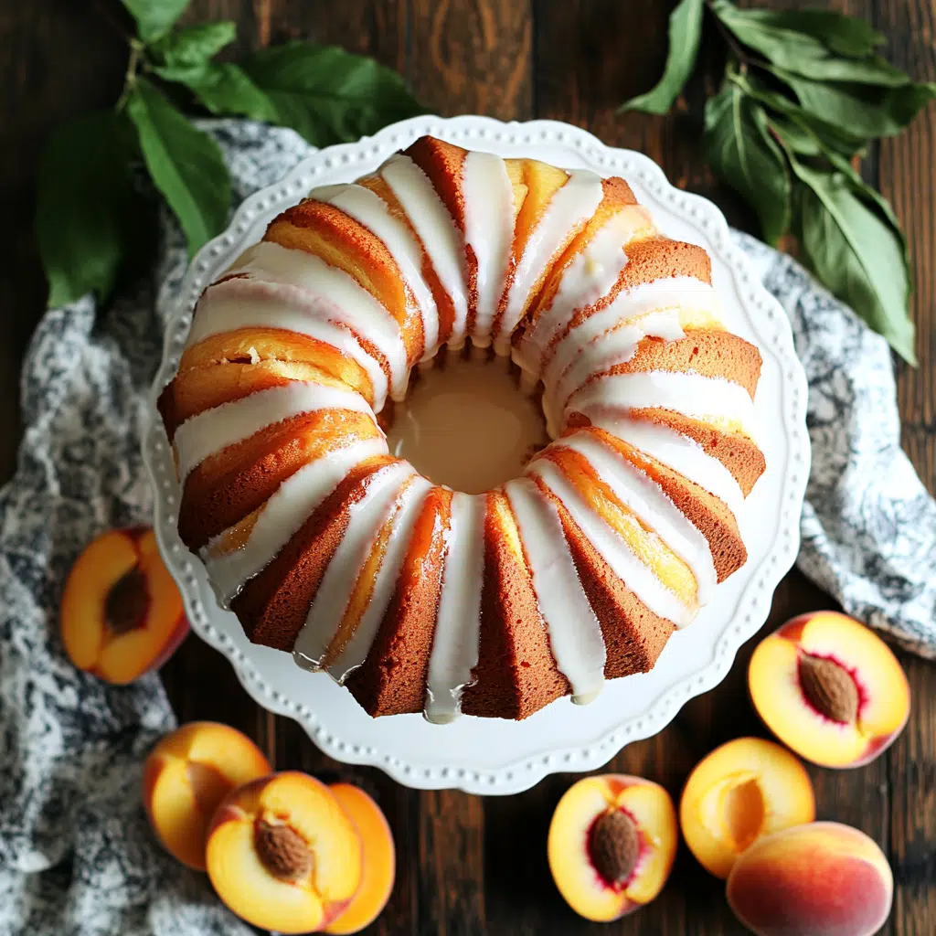 fresh peach pound cake with cream cheese glaze