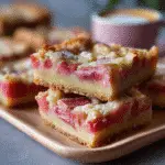 Rhubarb custard bars with golden crust