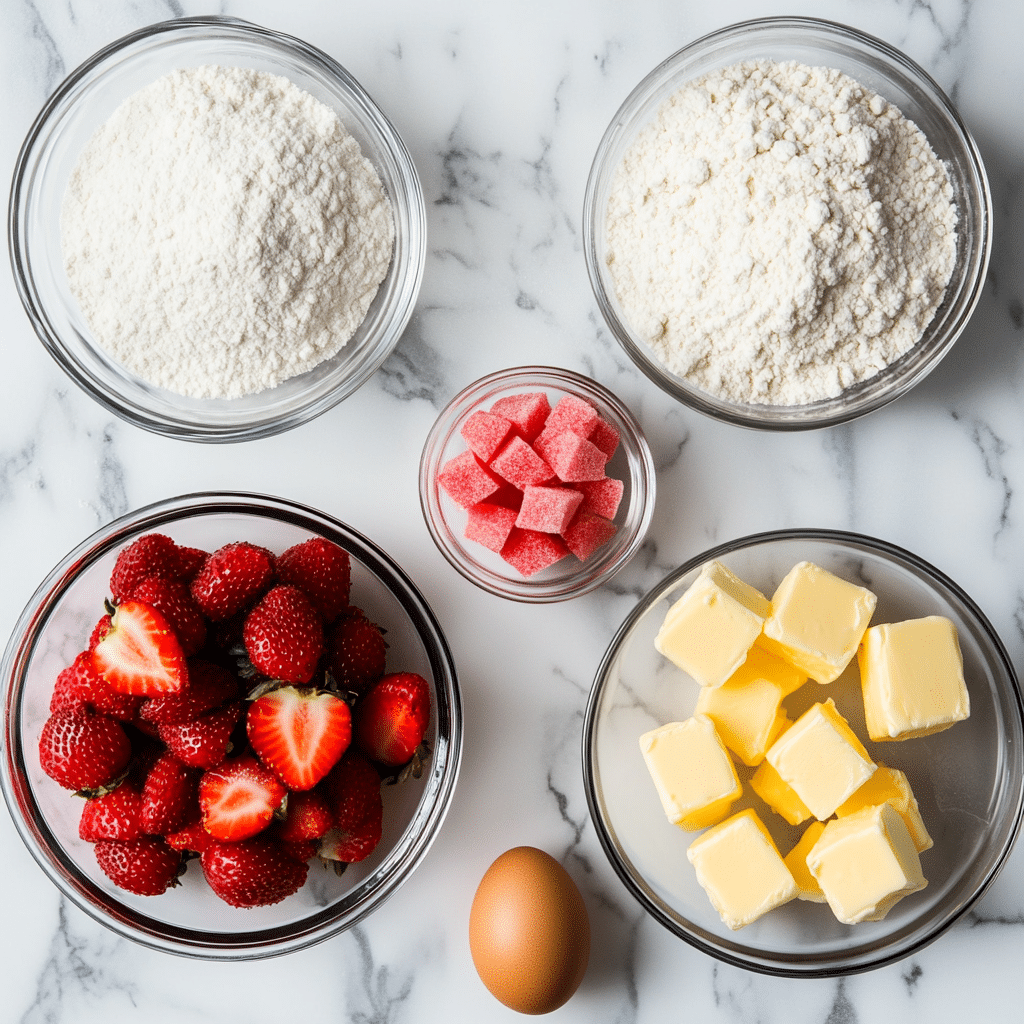 Ingredients for strawberry scones