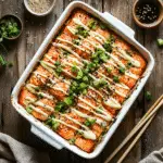 spicy salmon sushi bake fresh out of oven