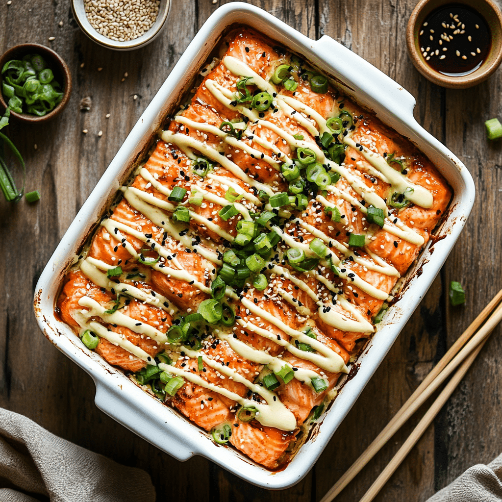 Spicy Salmon Sushi Bake Recipe That’s Creamy, Spicy & Irresistible