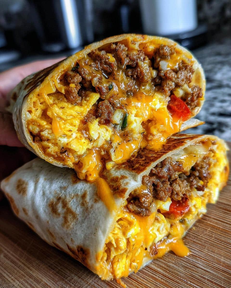Cheesy Sausage Breakfast Burritos - detail 1