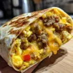 Cheesy Sausage Breakfast Burritos