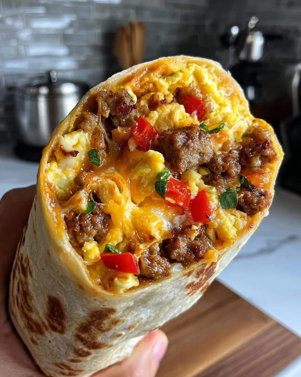 Cheesy Sausage Breakfast Burritos - detail 2