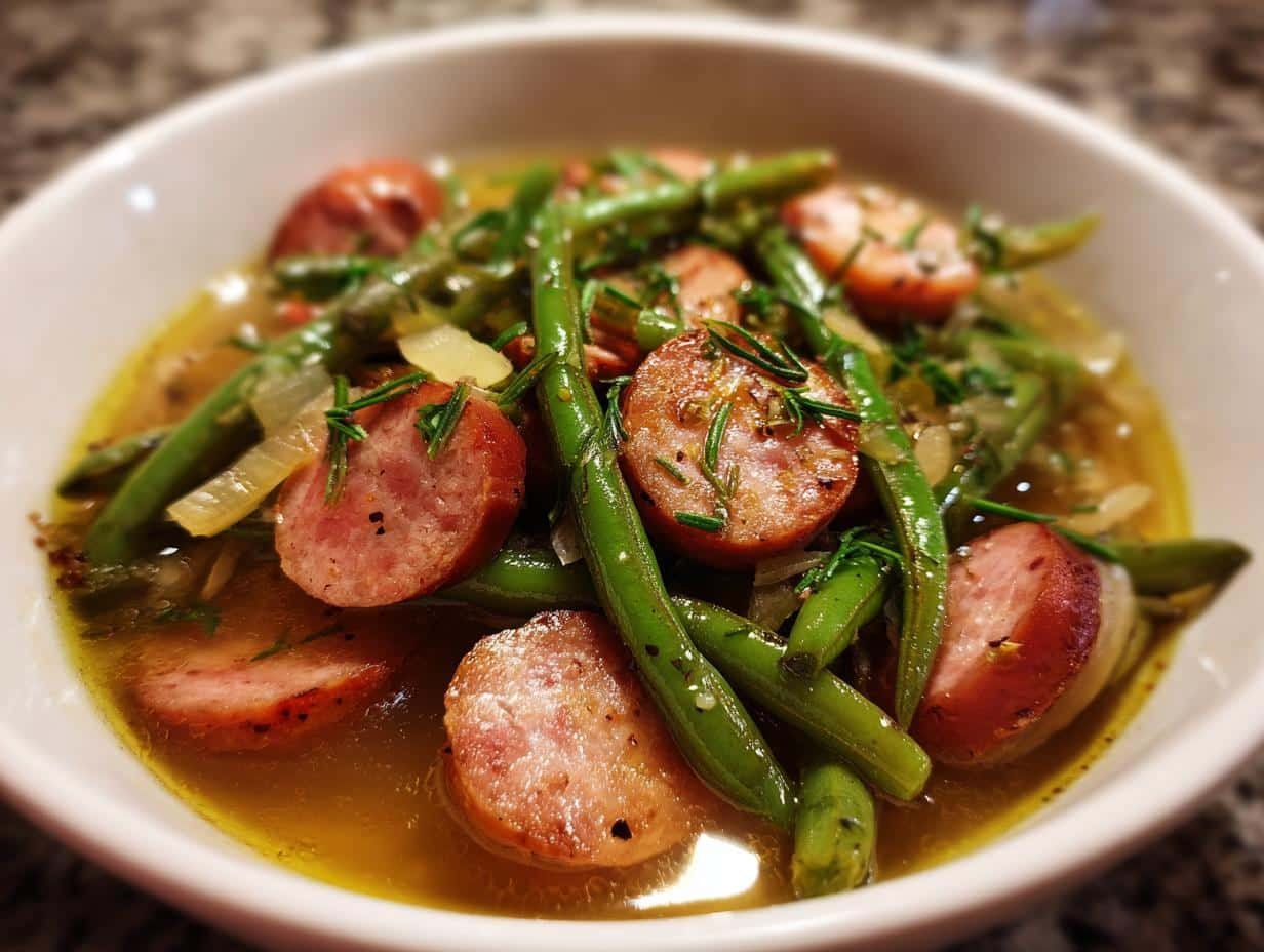 Crockpot Kielbasa and Green Beans: 5-Star Easy Flavor Bomb