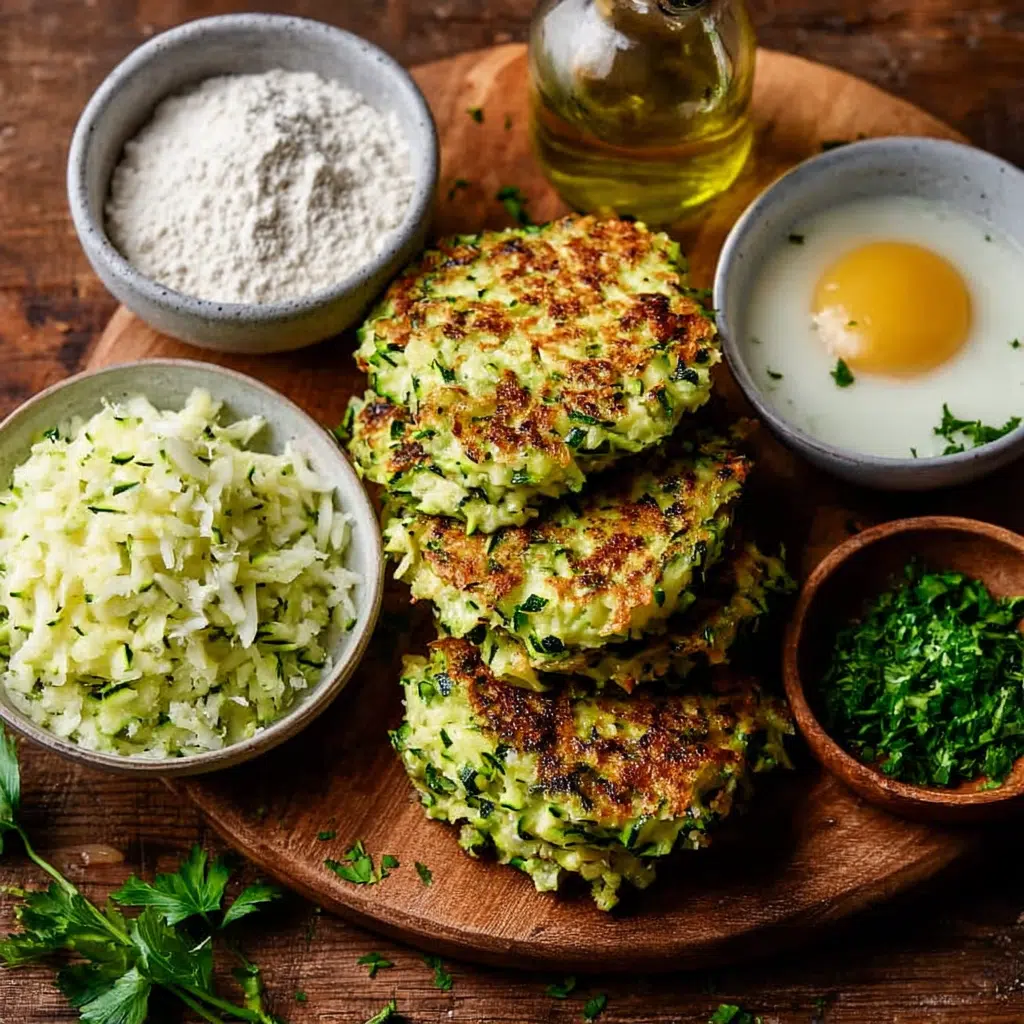 Zucchini fritters ingredients laid out