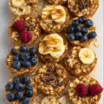 easy 4 ingredient baked oatmeal cups in rustic setting