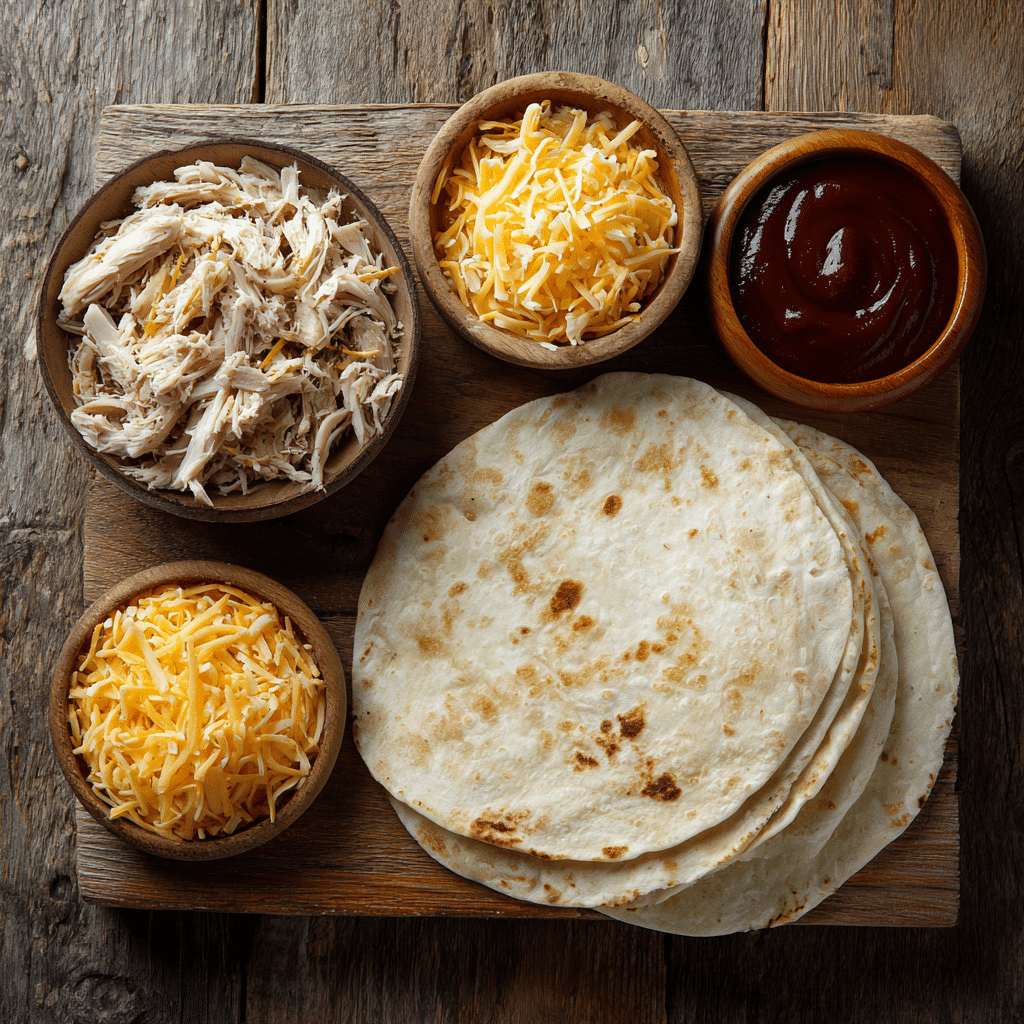 Ingredients for BBQ Chicken Quesadilla