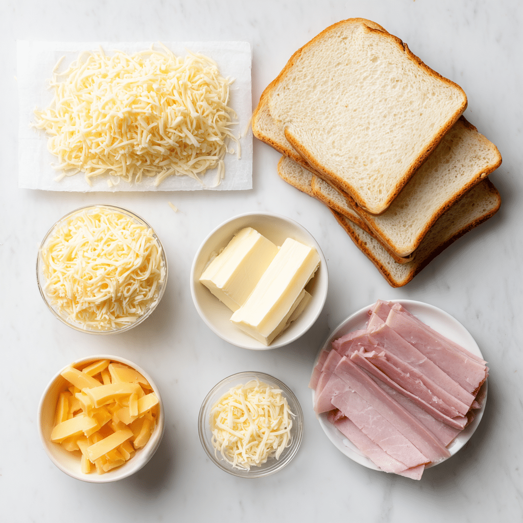 Ingredients for grilled cheese roll ups on counter