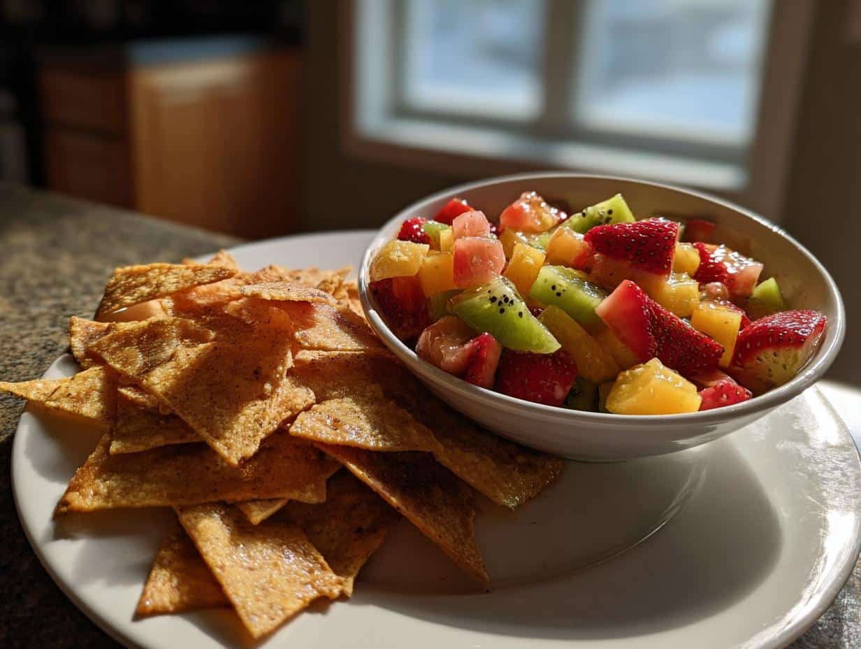 Irresistible 10-Minute Fruit Salsa with Cinnamon Tortilla Chips