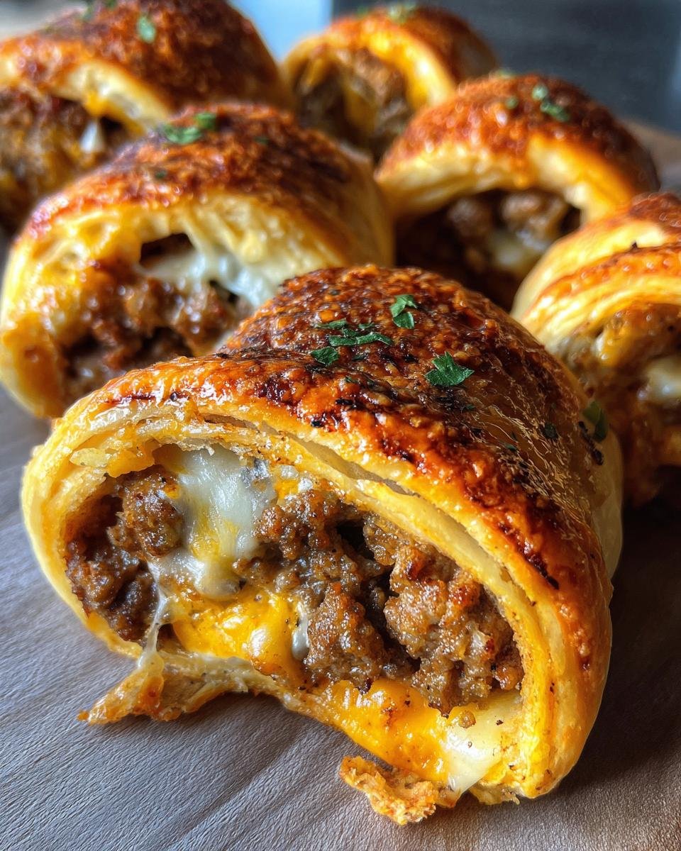 35-Minute Garlic Butter Cheeseburger Rollups with Irresistible Melted Cheese Bliss