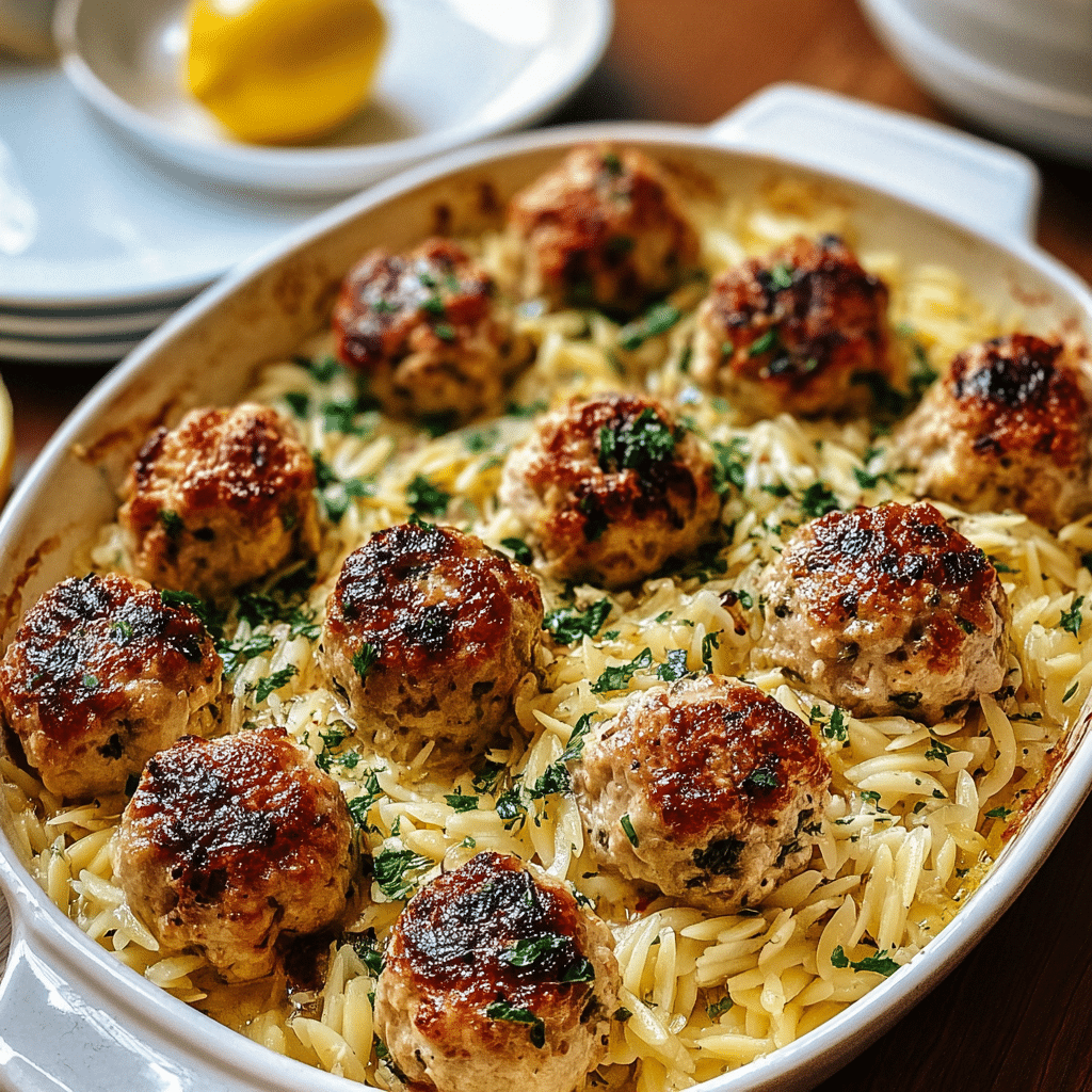 Greek Chicken Meatballs with Lemon Orzo: A Fresh Mediterranean Favorite