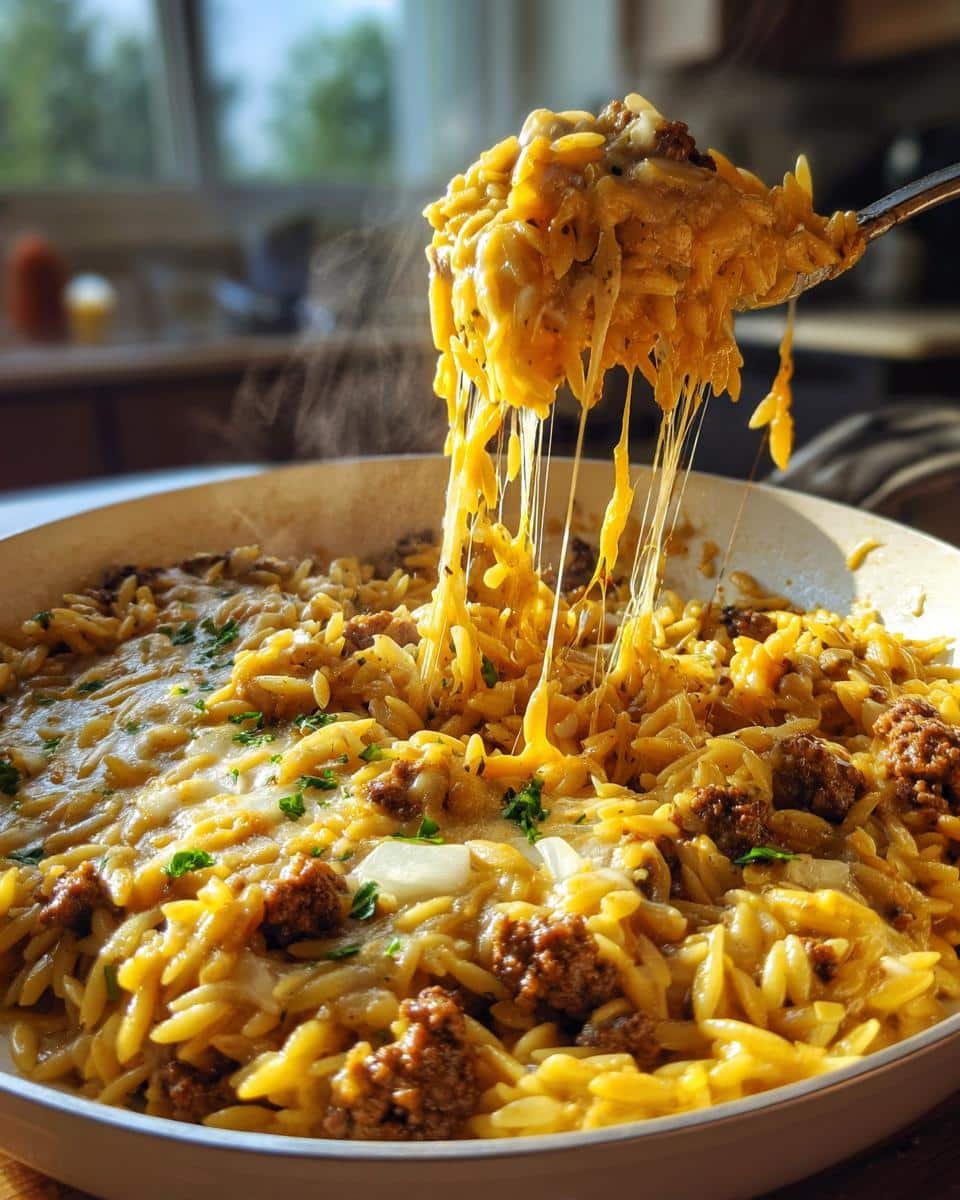 One-Pot Cheeseburger Orzo Skillet - detail 2