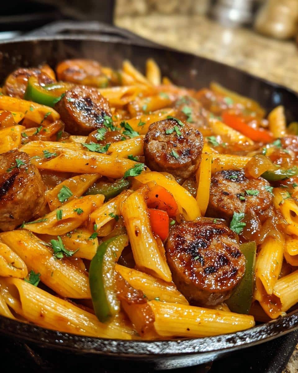 One-Skillet Spicy Honey BBQ Sausage & Pasta - detail 1