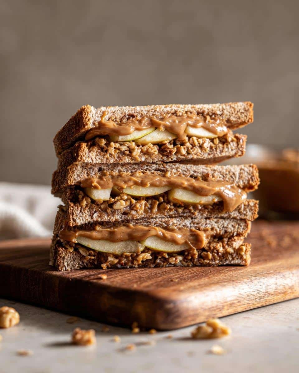 Peanut Butter Apple Sandwiches with Granola - detail 1