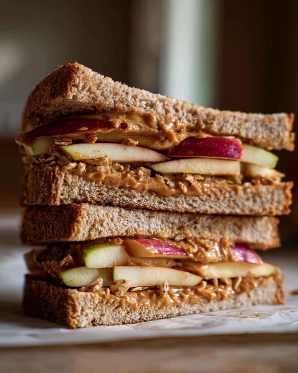 Peanut Butter Apple Sandwiches with Granola - detail 2