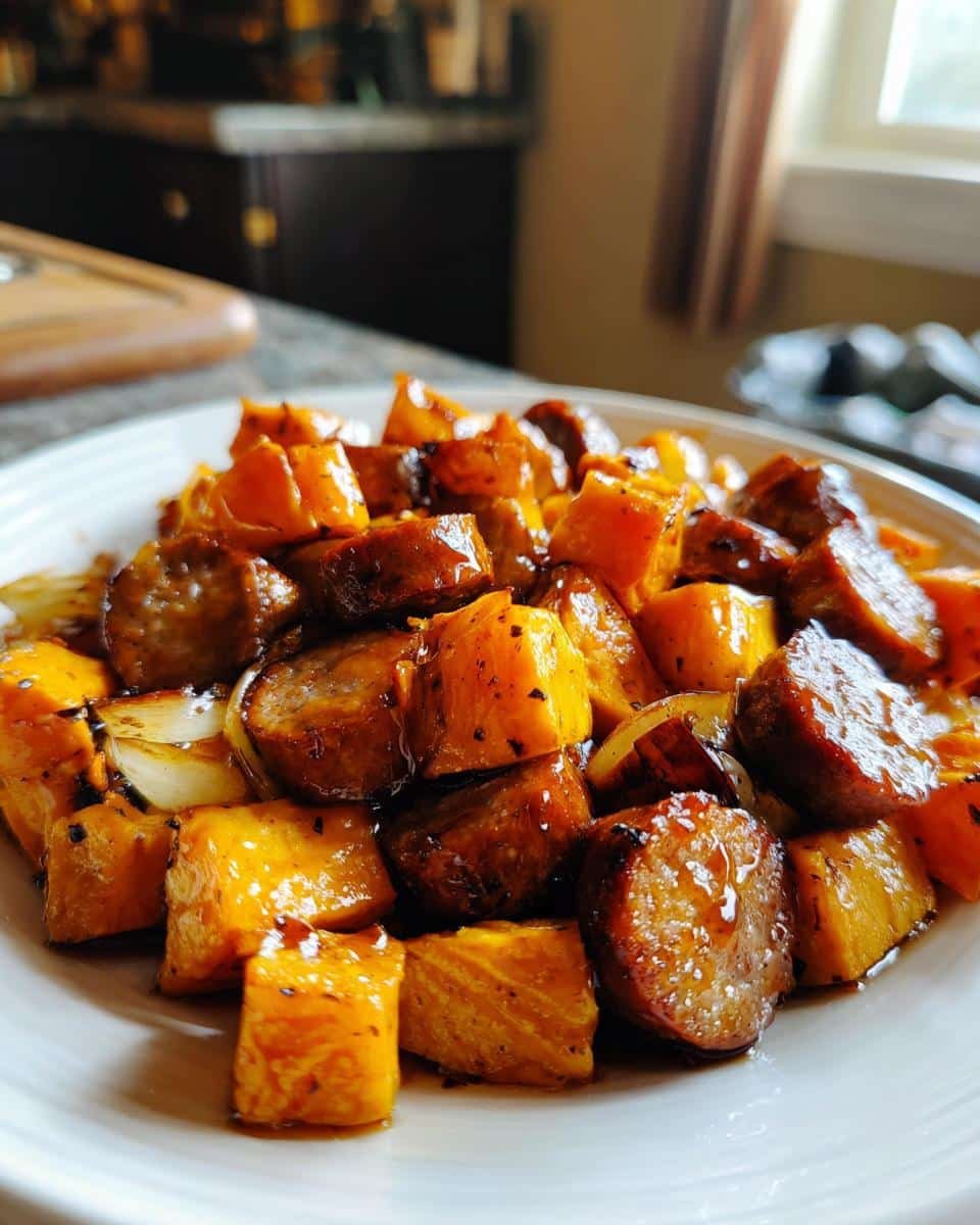 Sausage and Sweet Potatoes with Honey Garlic Sauce - detail 1