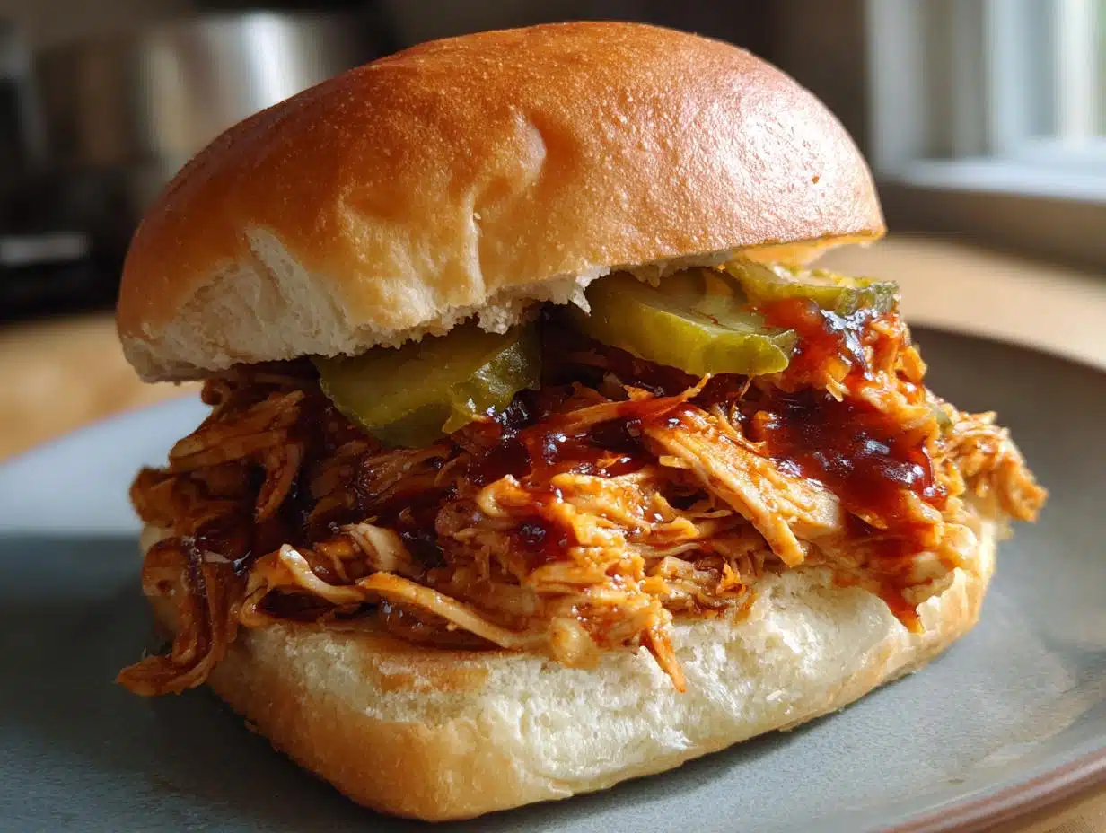 Slow Cooker Hot Honey Chicken Sandwiches – 4-Ingredient Bliss