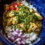 Slow Cooker Basil Chicken Coconut Curry with jasmine rice