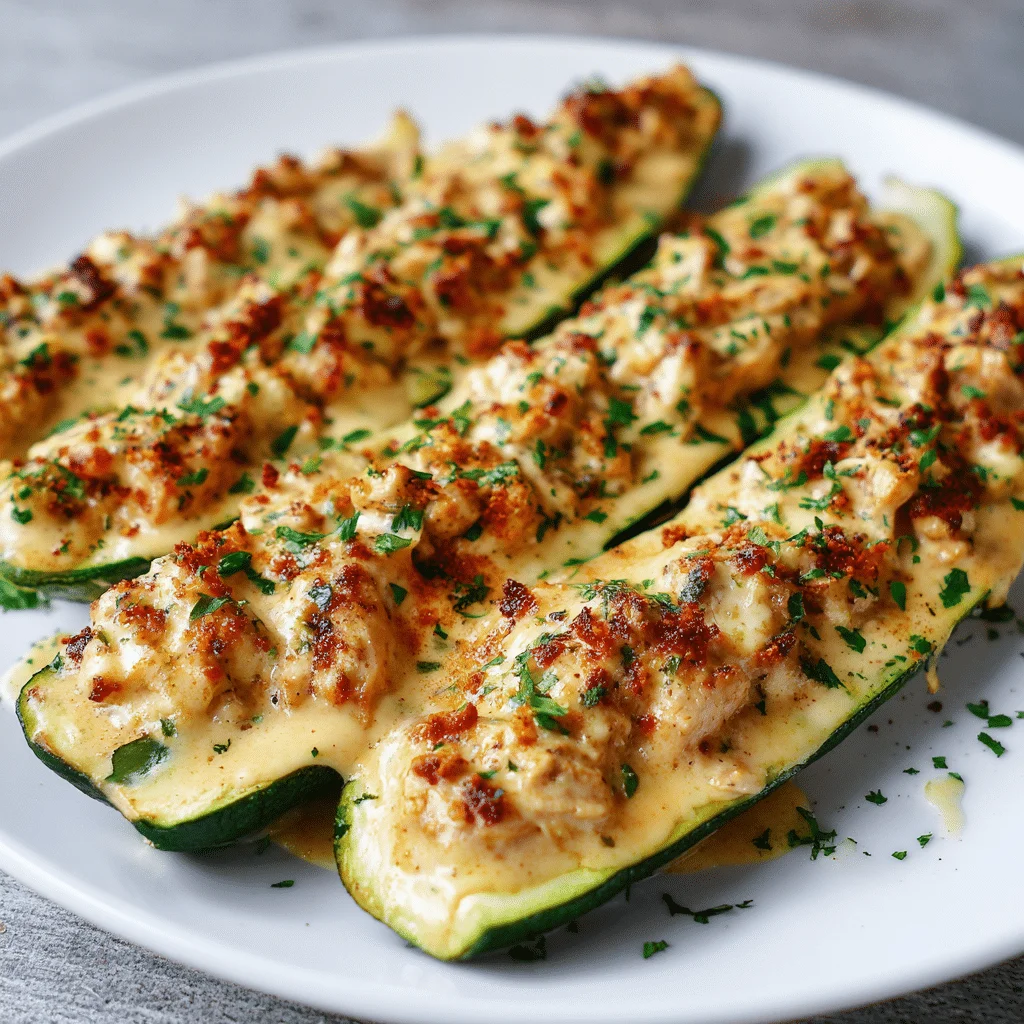 Stuffed Zucchini Boats with Creamy Chicken – Comfort in Every Bite