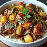 Sweet Hawaiian Crockpot Chicken Recipe served in a bowl