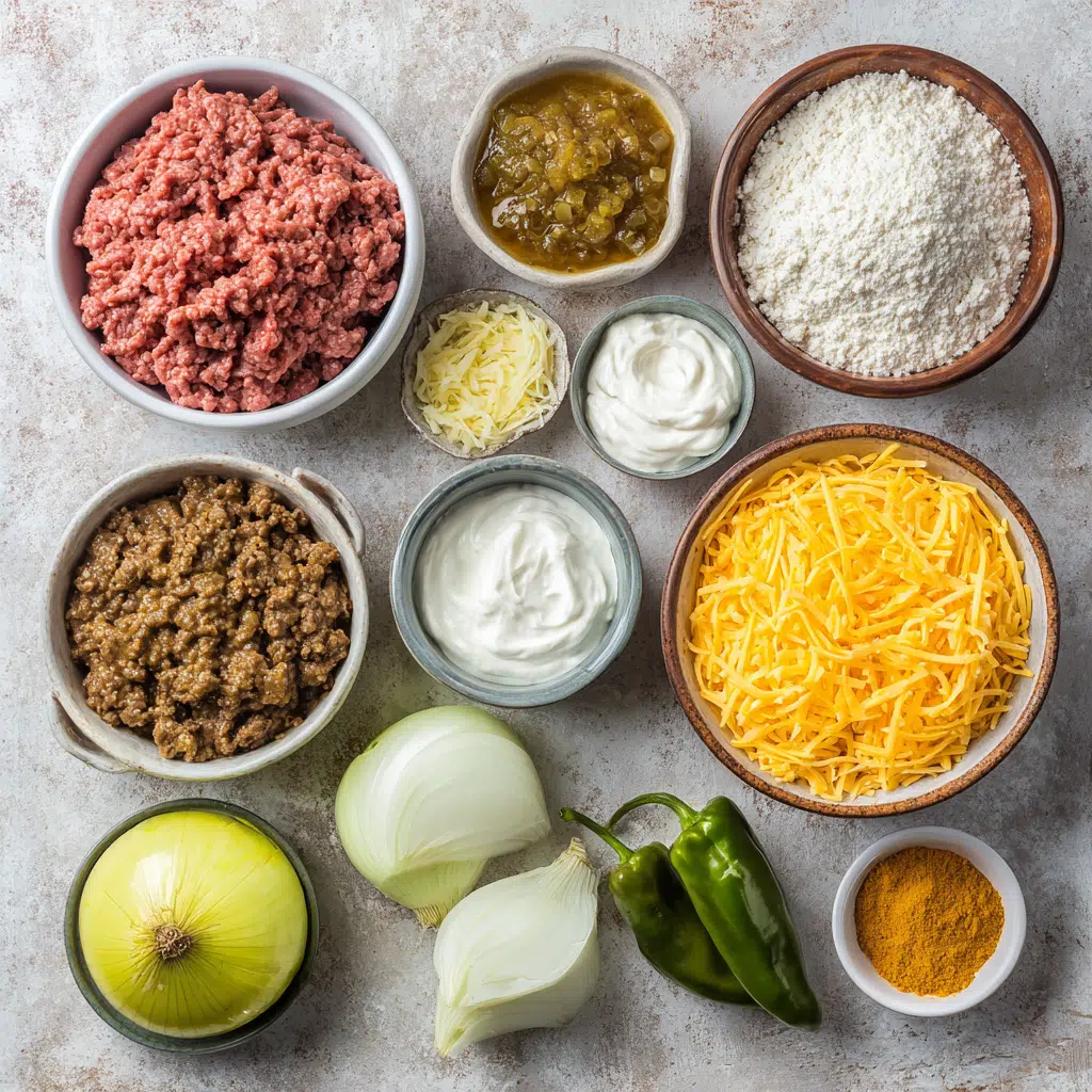 Ingredients laid out for Cattle Drive Casserole