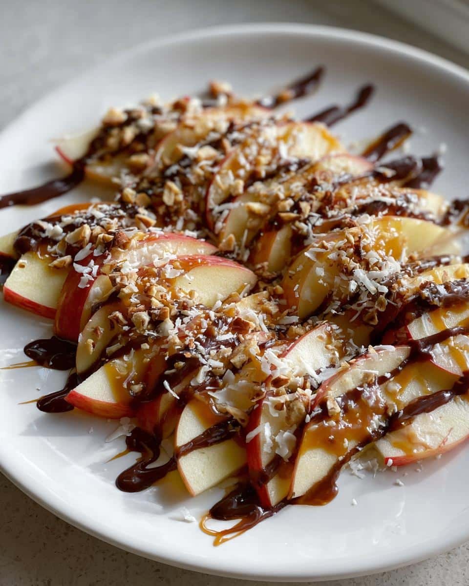 Apple Nachos (Sliced apples with caramel, chocolate, and nuts) - detail 2