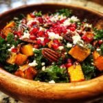 Autumn Kale Salad with Roasted Squash and Pomegranate