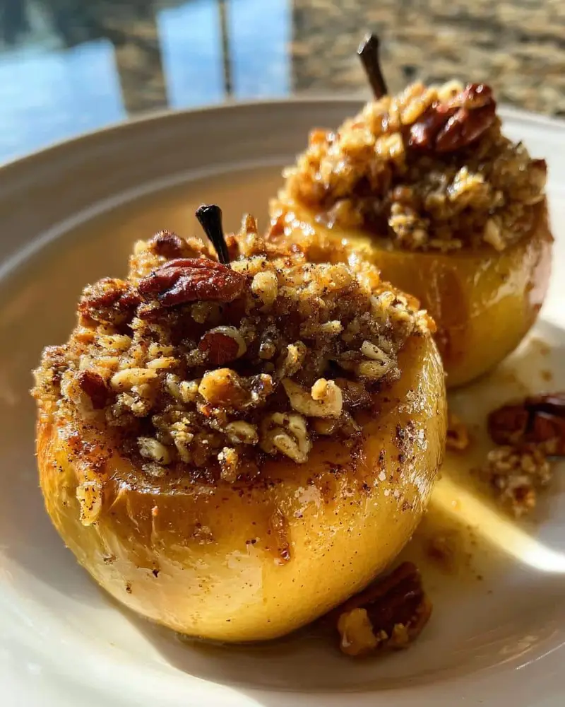 Baked Cinnamon Sugar Apples Stuffed with Oats and Pecans - detail 2