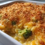 Cheesy Broccoli Rice Casserole with Crispy Topping