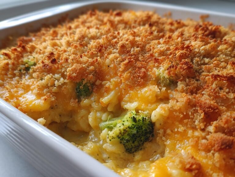 Irresistible Cheesy Broccoli Rice Casserole With Crispy Crust