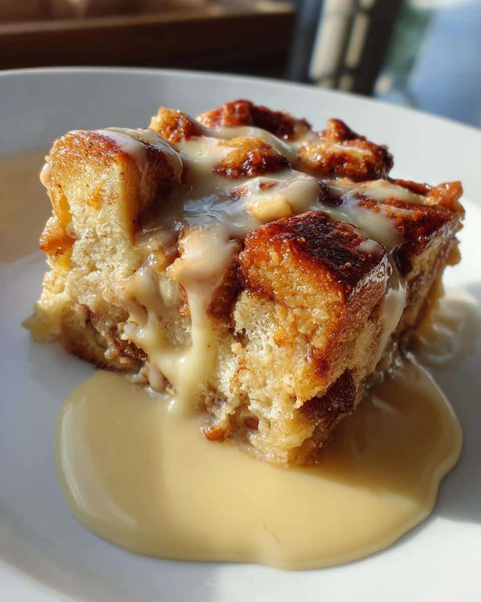Cinnamon Roll Bread Pudding with Vanilla Sauce - detail 1