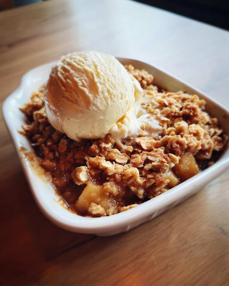 Classic Apple Crisp with Oat Crumble and Vanilla Ice Cream - detail 1