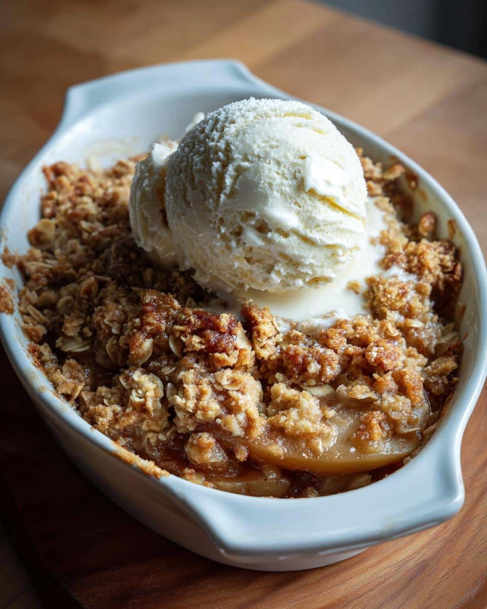Classic Apple Crisp with Oat Crumble and Vanilla Ice Cream - detail 2