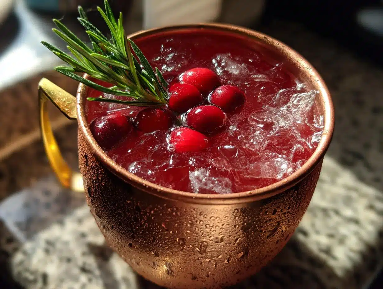 5-Minute Cranberry Moscow Mule with Fresh Rosemary Bliss
