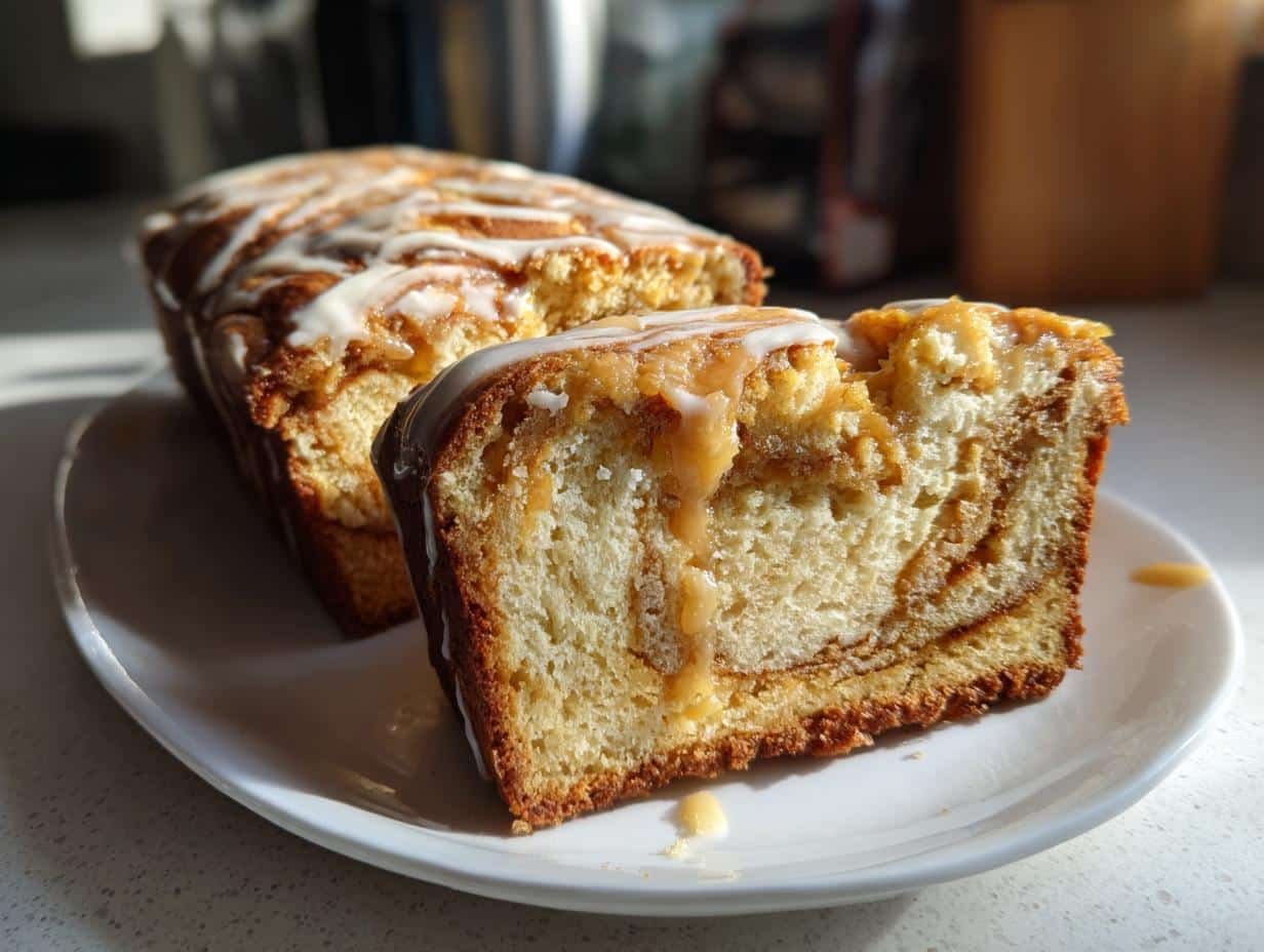 Cream Cheese Swirled Pumpkin Butter Bread with Maple Glaze