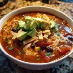 Creamy Chicken Tortilla Soup with Avocado and Lime