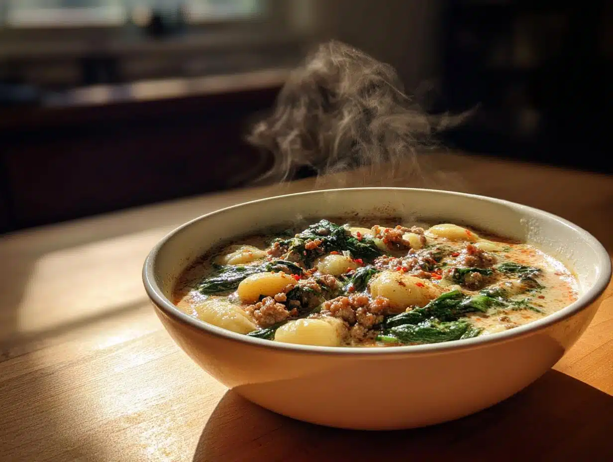 Creamy Gnocchi Soup with Italian Sausage and Spinach